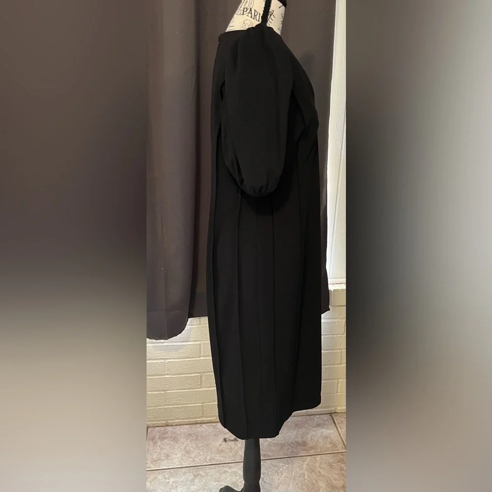 Calvin Klein Black Midi Dress with Puff Sleeves - Picture 4 of 6